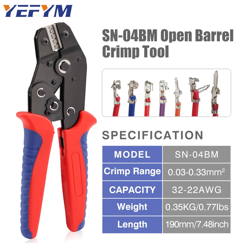 Crimping Pliers For XH2.54/SM2.54/PH2.0/ZH1.5 D-SUB Terminals SN-04BM 0.03-0.33mm²/32-22AWG Electronic Circuit Repair Tools