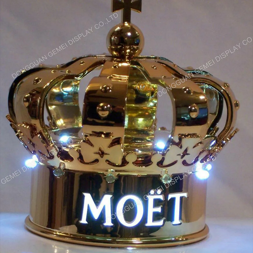 

Rechargeable King Sparkling Strobe Baton LED Moet Crown Glow Champagne Wine Sparkler Flashing Bottle Topper for Party Decoration