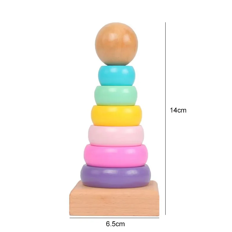 ไม้ Macaroon Tower เด็กปริศนาของเล่น Montessori อุปกรณ์การศึกษาขนาดการรับรู้สีของขวัญวันเกิดสําหรับเด็ก TMZ