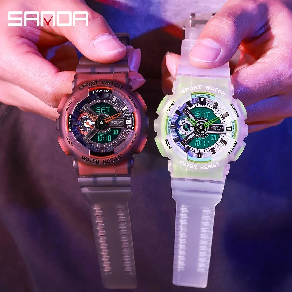 Sports and Leisure Watch for Male Students 3029 Trendy Fashion Function Nightlight Dual Display Digital Couple Electronic Watch