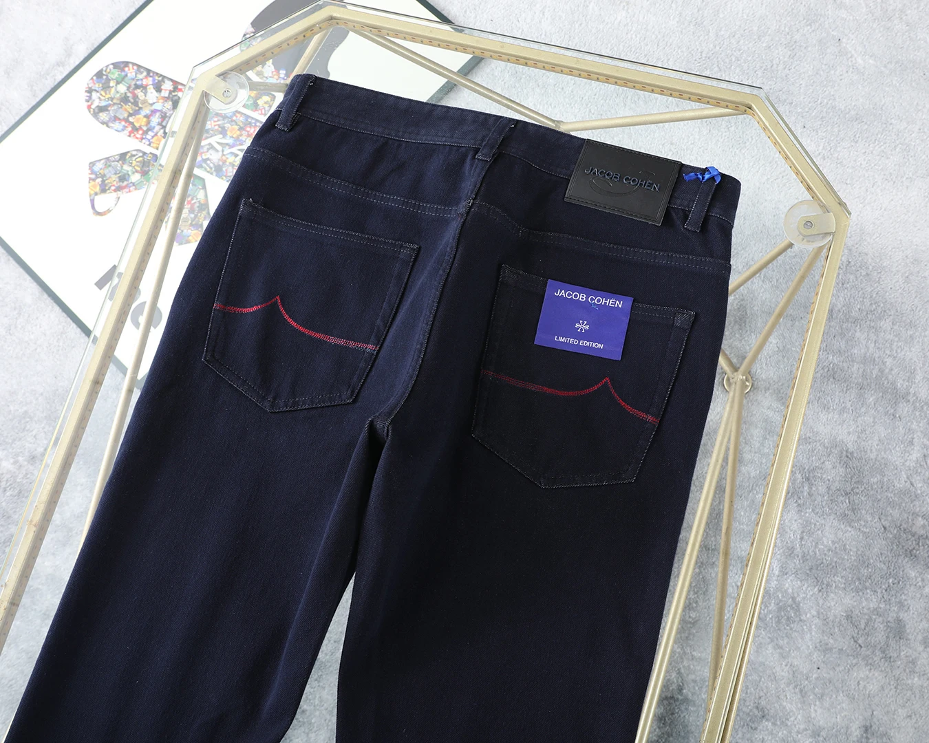 BLSK CPRT Jeans de algodón grueso para hombre 2025 Otoño Invierno nuevo bordado elasticidad cálido comodidad moda recta talla grande 30-42 pantalones