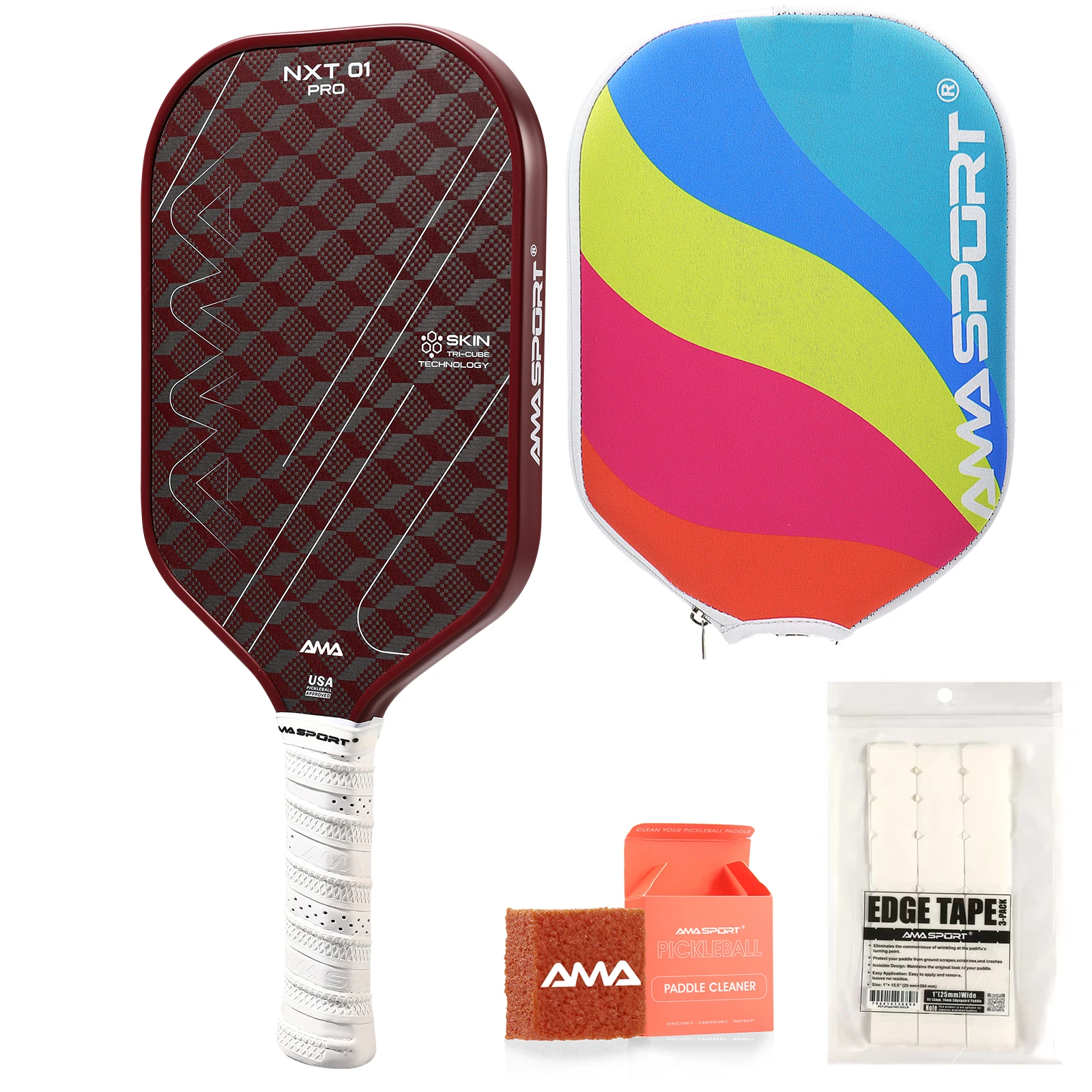 

AMASPORT Cube Pickleball Rackets Interweaving Carbon Bed Tech for Stronger Impact Resistance USAPA Approved Training Equipment