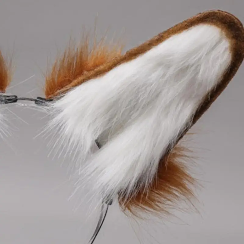 W8KF Frauen Pelzigen Tier Spot Hundeohren Kopfschmuck Plüsch Handgemachte Stirnband Anime für Halloween Weihnachten Cosplay