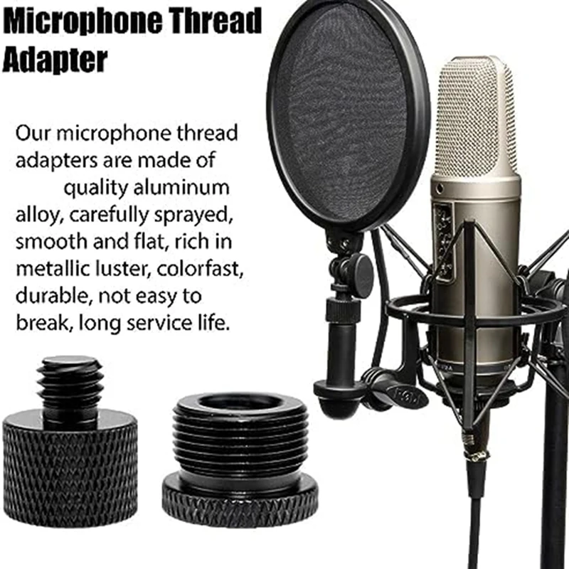 Voltvibe-8 Piece Microphone Stand Adapters Black Metal For Camera Screw Monitor Microphone Stand