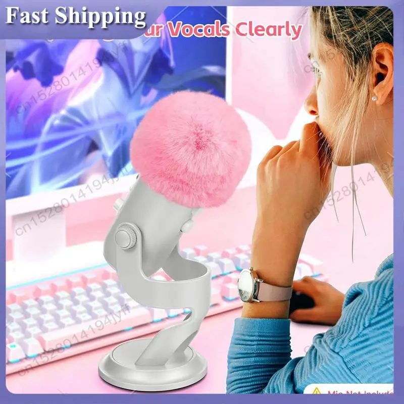 -ABDH 2X Penutup Busa Mikrofon untuk Mikrofon Yeti Biru, Penutup Busa Mikrofon dengan Kaca Depan Penutup Kaca Depan Berbulu untuk Zealsound K66 Merah Muda