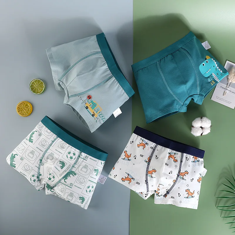 4 Pcs Boys Cotton Underwear A-Class Soft Breathable Kids Boxer Briefs for Toddler Children Students Comfortable Daily Wear