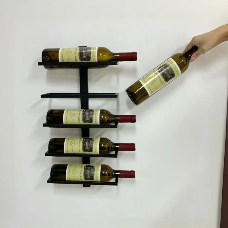 4-layer Metal Wall Mounted Red Wine Rack Home Furnishings Red Wine Display Rack Wall Bar Red Wine Storage Rack