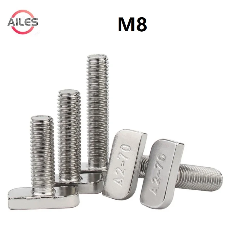 

304 Stainless Steel M8 T Shape Scews Aluminum Profile T Slot Photovoltaic Groove Use Square Head Bolts