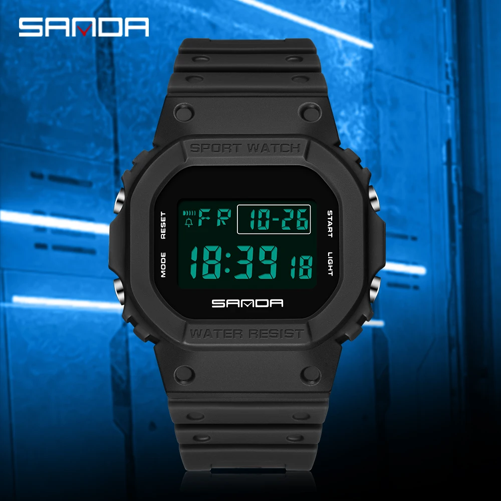 Reloj Digital Militar SANDA 2107 para Hombre, Reloj Deportivo de Lujo a Prueba de Agua con Cronómetro, Relojes de Pulsera para Hombre, Relojes para Hombre Resistentes a Impactos