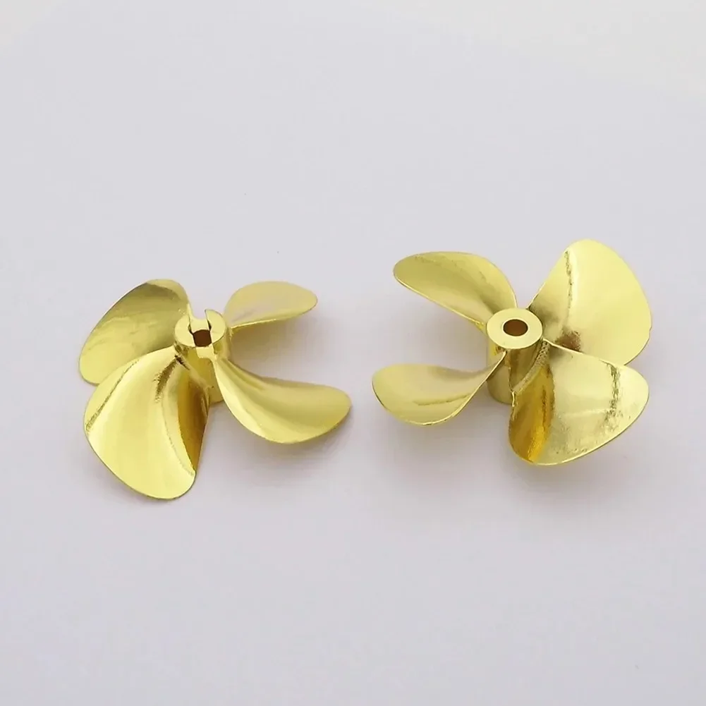 Heavy Duty RC Boat Propeller, 4 Blades, Zinc Alloy Construction, Gold Color Plate, Compatible With RC Marine ROV