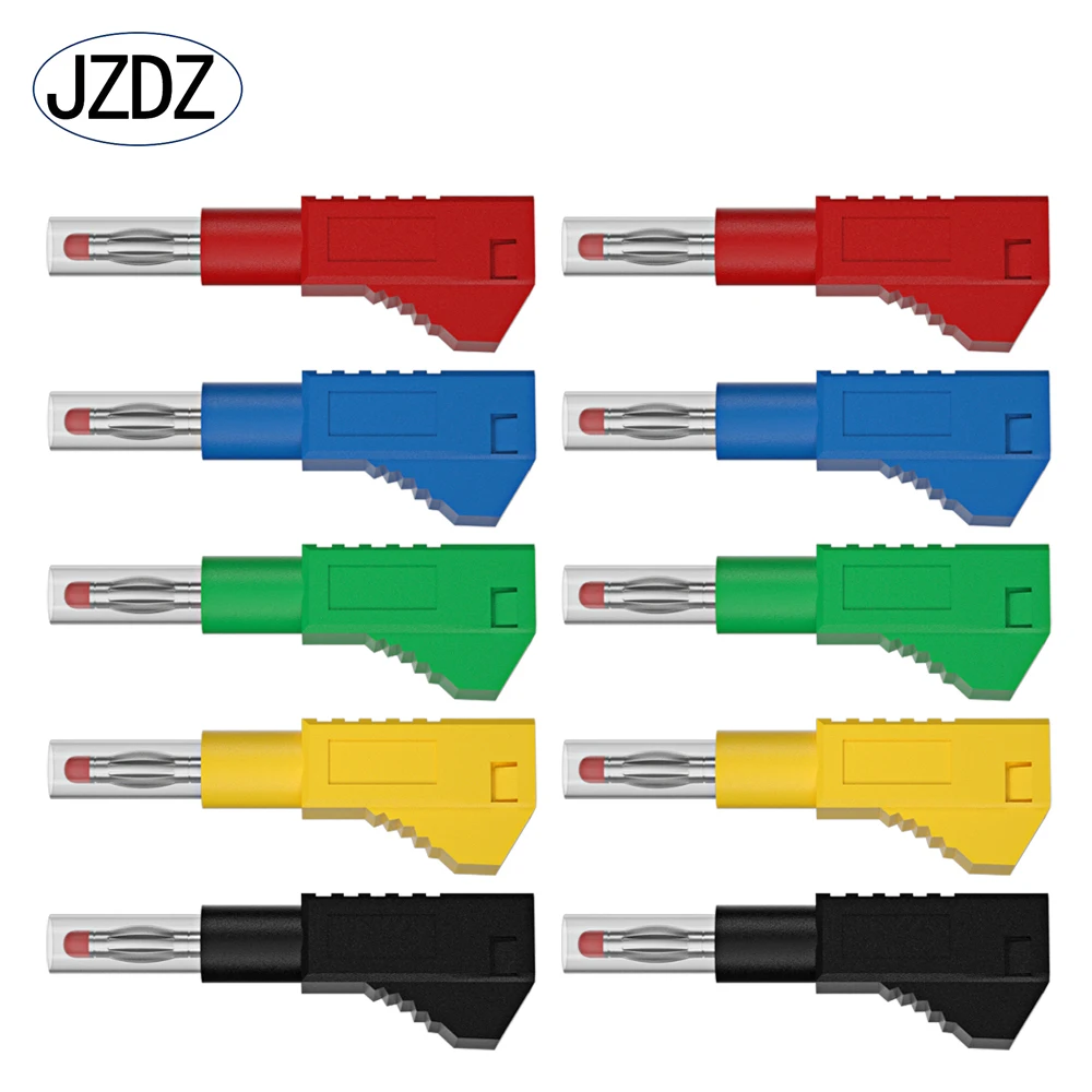JZDZ 10 szt. 4mm wtyczka bananowa bezpieczeństwa chowane męskie wtyczka bananowa złącza elektryczne do układania w stosy DIY narzędzia montażowe J.10043