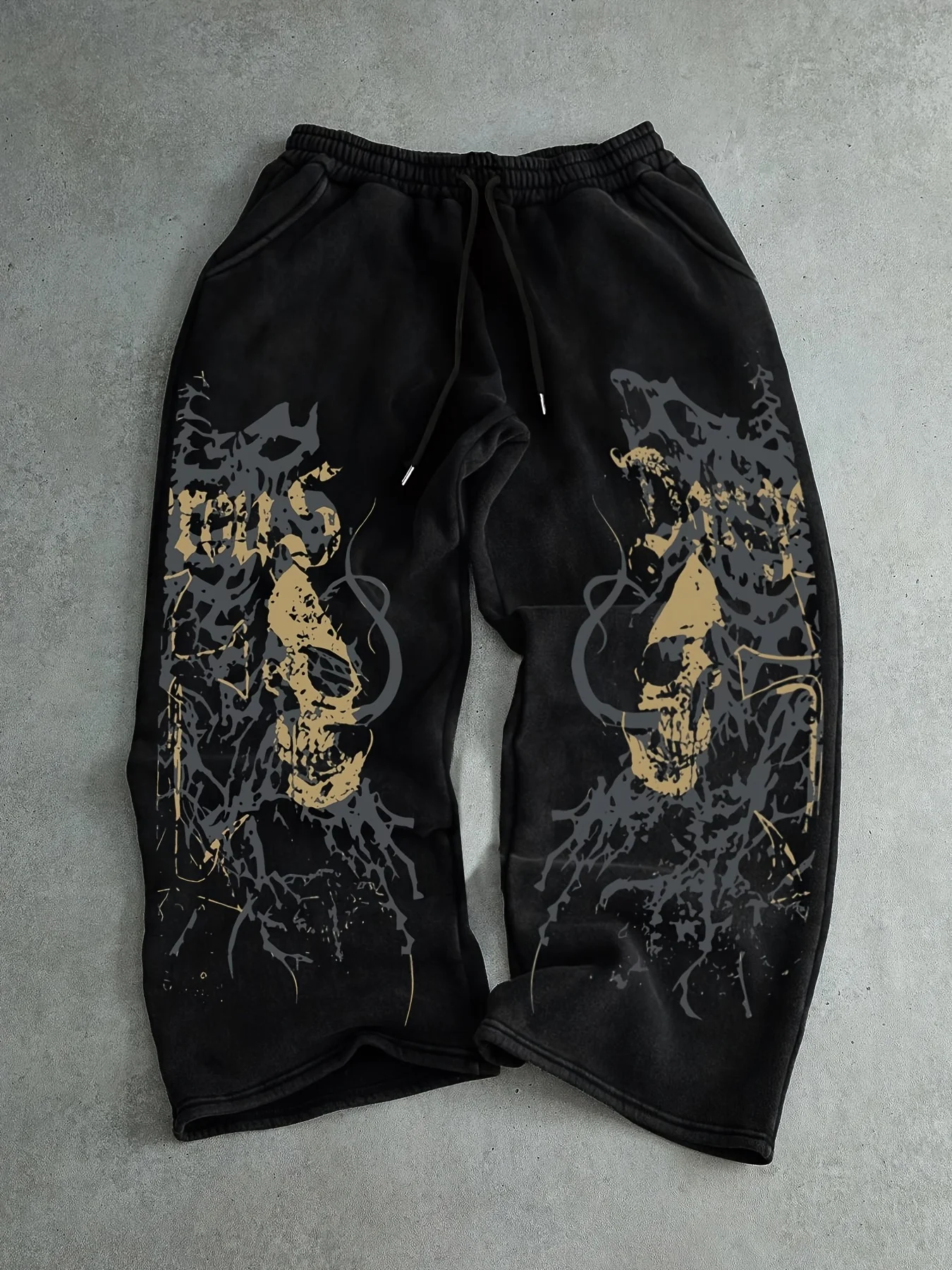 Dark Style Men's Loose Retro 3D Rose Pattern Print Loose Street Style Men's and Women's Same Quick Drying Sports Casual Pants