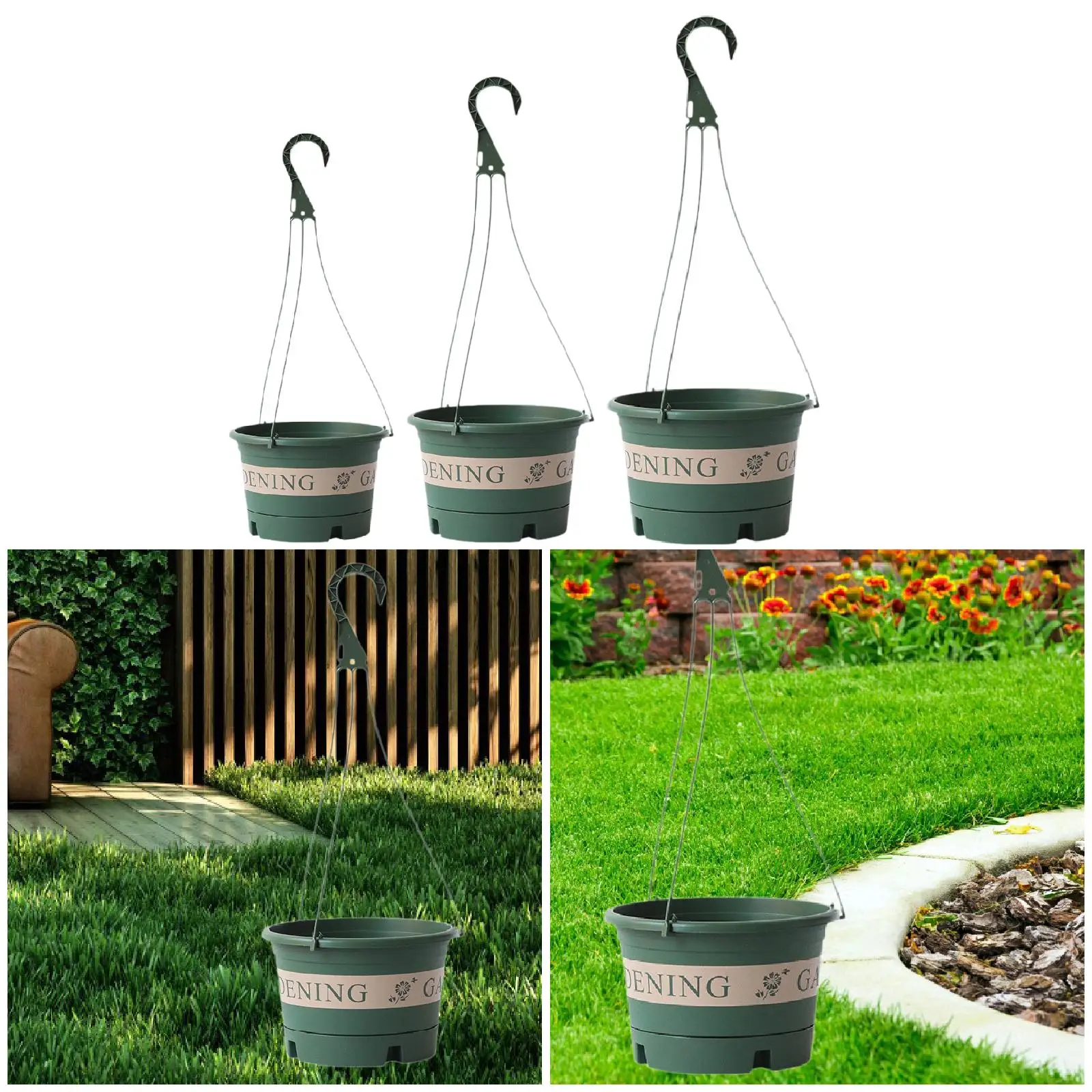 

Hanging Planters Hanging Basket Green with Removable Bottom Decoration Plant
