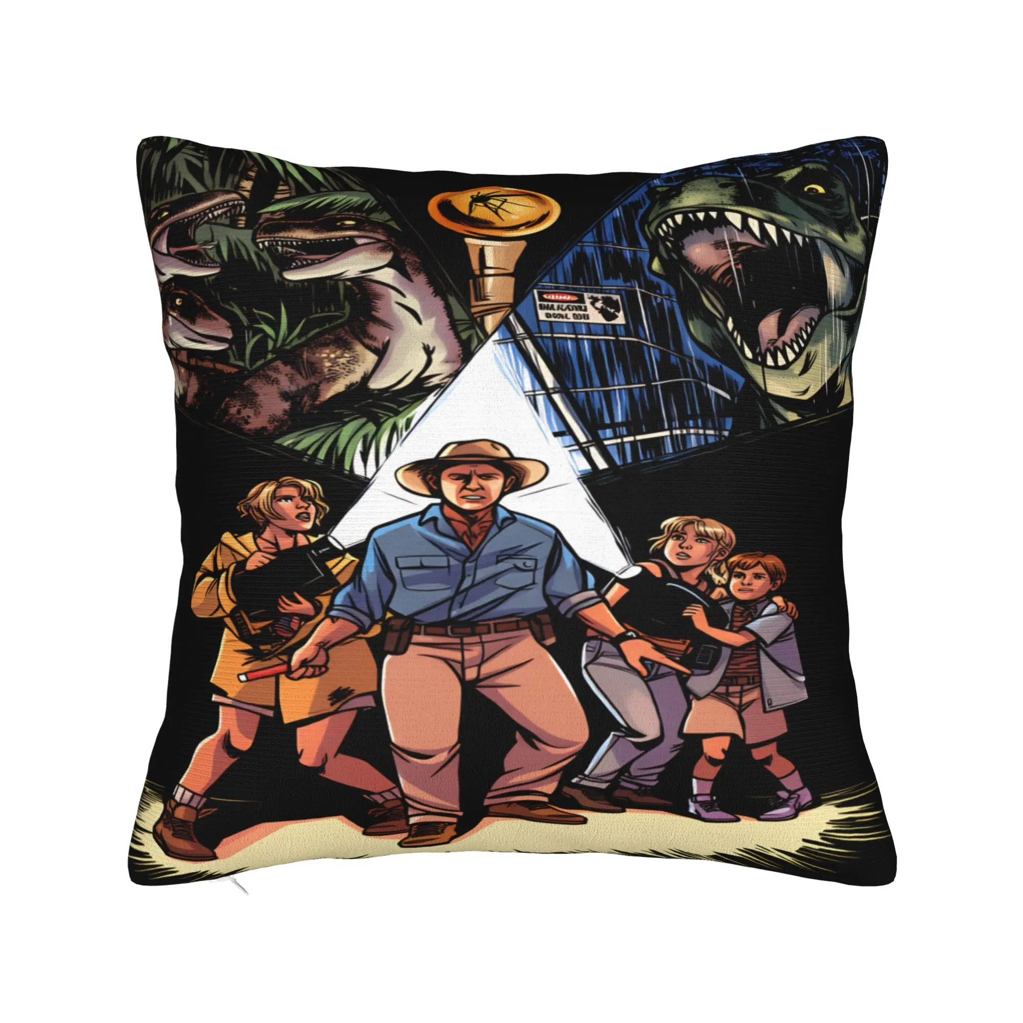 Pillow Case Cartoon Jurassics Parks Dinosaur Soft  Pillow Cover For Chair Sofa Home Decor Funny Pillowcases