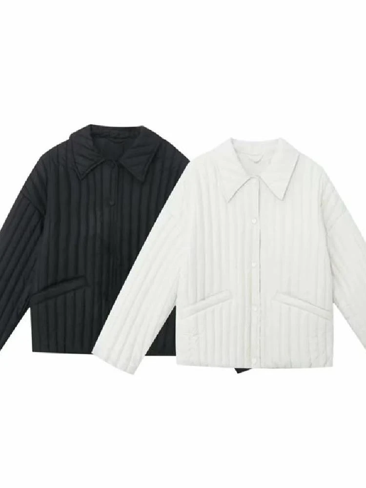 Spring New Women's Loose Faion Simple Vertical Stripes Heart Button ort Cotton Jaet Thin Outerwear Commute Sle