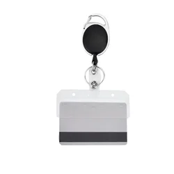 Horizontal Half Card Badge Holder para Swipe ID Cards, fosco, rígido, policarbonato, plástico, transparente com emblema retrátil