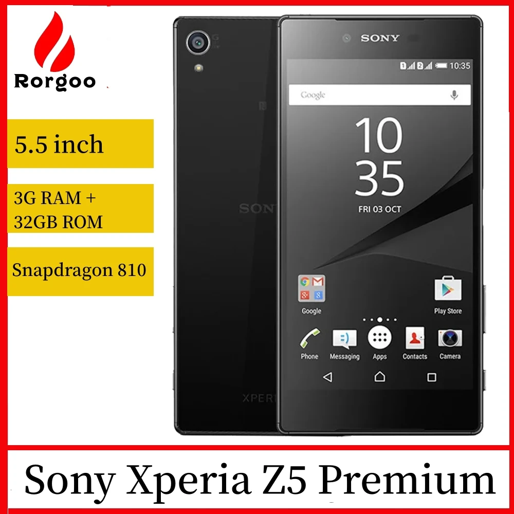 Sony-teléfono móvil Xperia Z5 Premium E6853, Original, desbloqueado, GSM, 4G, LTE, Android, ocho núcleos, RAM 3GB, ROM 32GB, pantalla IPS de 5,5 pulgadas, 23MP, WIFI, GPS
