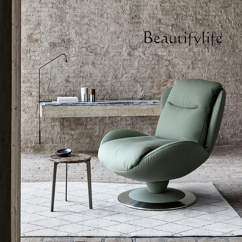 

Nordic Berlin Series/Rotatable Stainless Steel/All Leather Single Sofa Reclining Chair