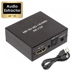 Ekstraktor audio wideo 4K x 2K kompatybilny z HDMI konwerter audio 3,5 MM SPDIF optyczny TOSLINK Stereo Out Splitter Adapter