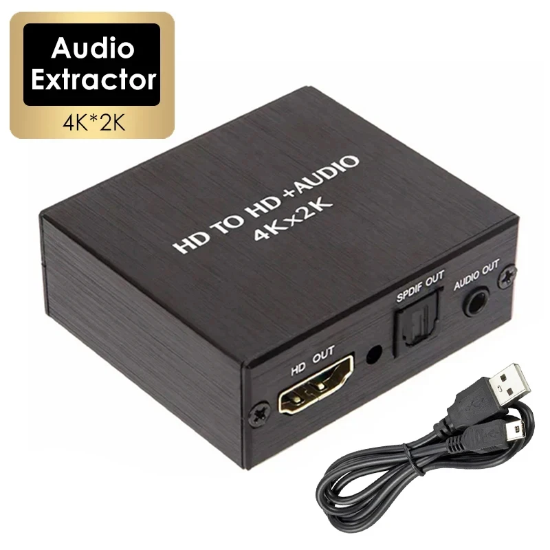 Ekstraktor wideo i audio 4K x 2K, konwerter HDTV na audio 3.5mm, adapter rozdzielacza stereo SPDIF Optical TOSLINK
