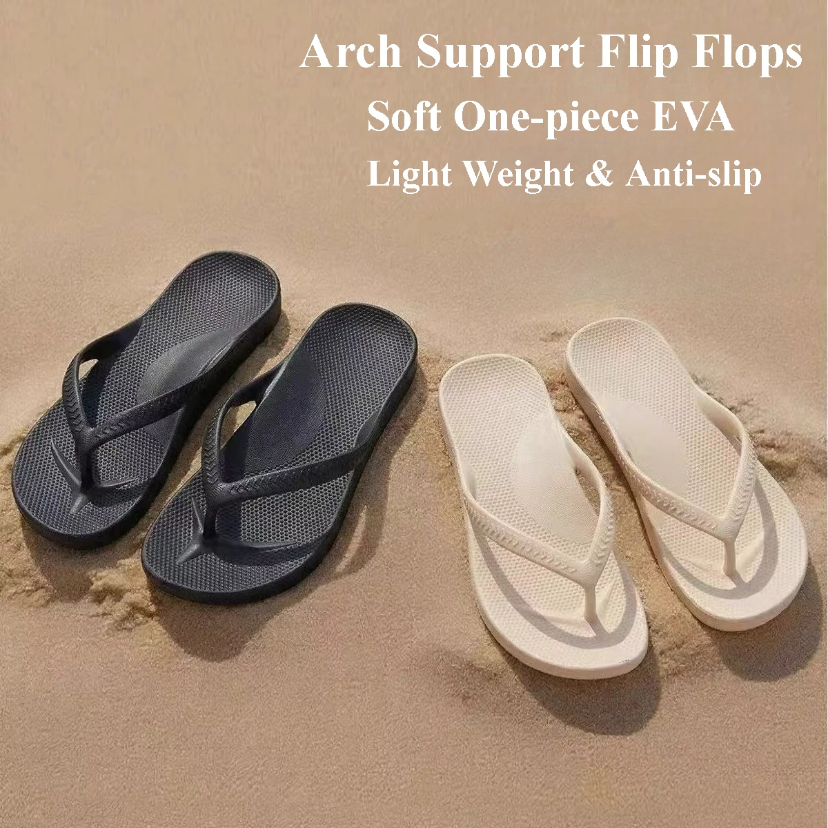 Men's Beach Flip Flops Indoor Light Weight  Arch Support  Summer Women Sandals Soft EVA Plush Size Couples Leisure Slippers