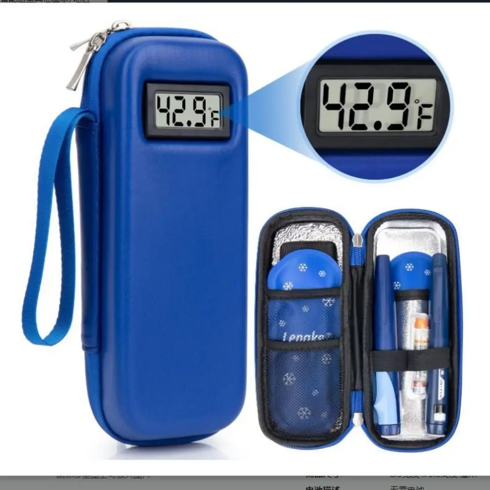 Waterproof Insulin Cooler Travel Case with Thermometer Display Reusable Medicine Insulin Cooling Bag Portable Insulated