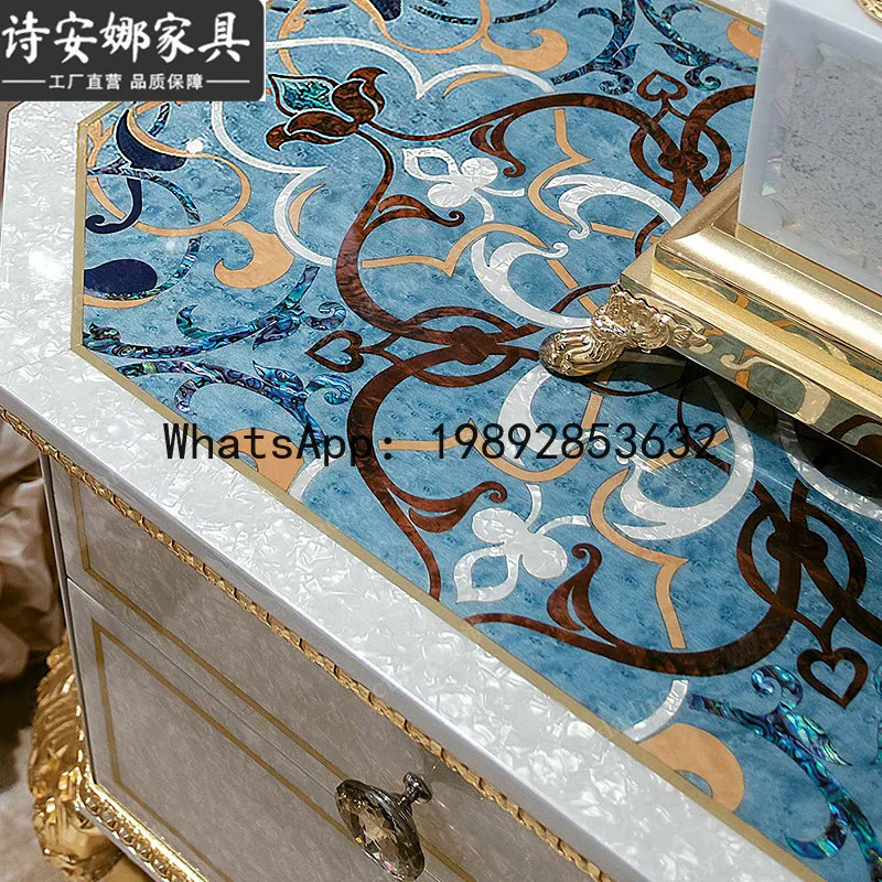 HYS Dresser Bedroom Makeup Table Solid Wood Shell Parquet Luxury Dresser