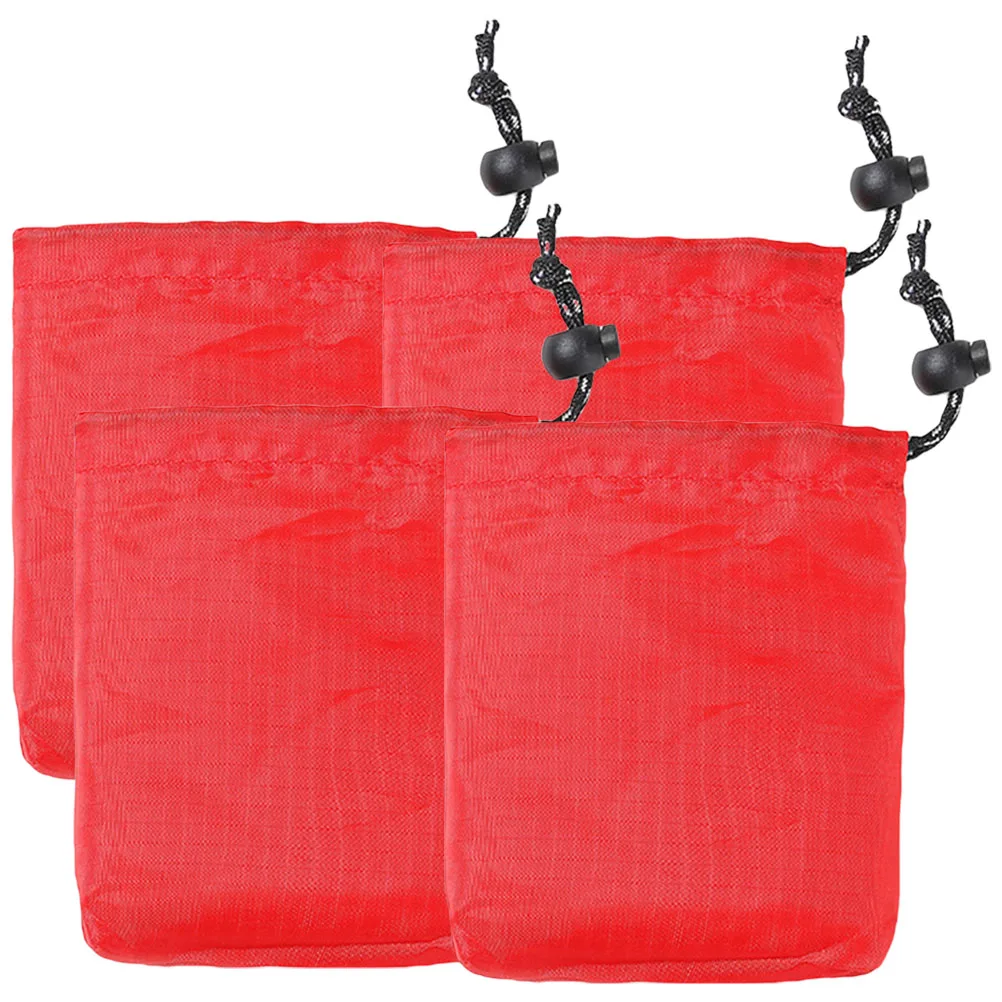 4 Buah Tas Penyimpanan Luar Ruangan Kantong Kain Serut Kecil Organizer Perjalanan Berkemah Ringan Tahan Lama untuk Hadiah Pernikahan