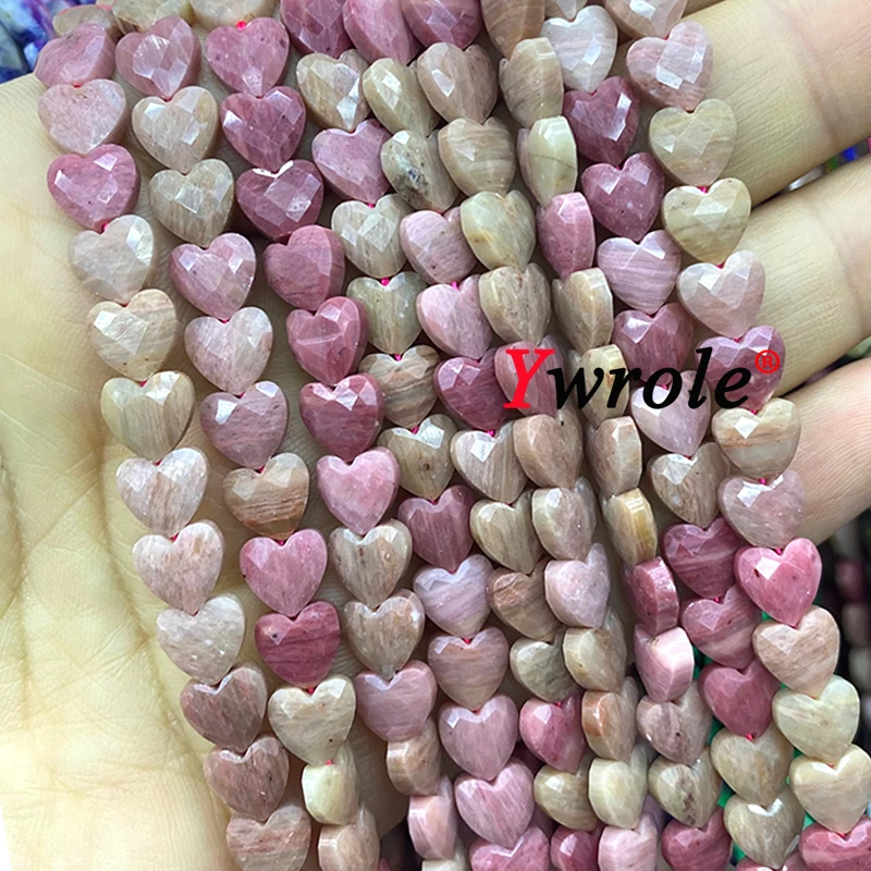 Faceted Love Heart 8mm Natural Stone Red Rhodochrosite Loose Space Beads for Jewelry Making Diy Bracelet Charms Accessories