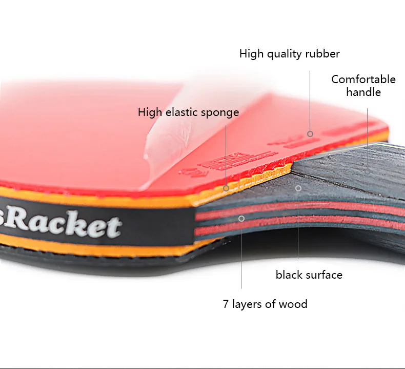 Juego de raqueta de tenis de mesa, mango largo/corto de 6 estrellas para estudiantes, paleta de Ping Pong serie A11