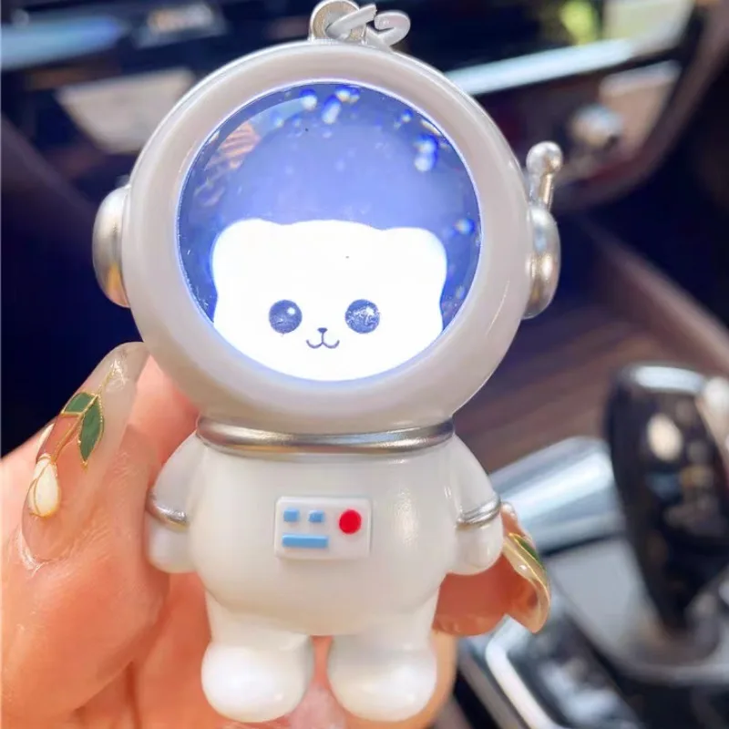 Luminous Spaceman Keychain Cartoon Little Bear Night Light Glowing Keyring Starry Sky Cute Space Astronaut Key Chain Bag Hanging