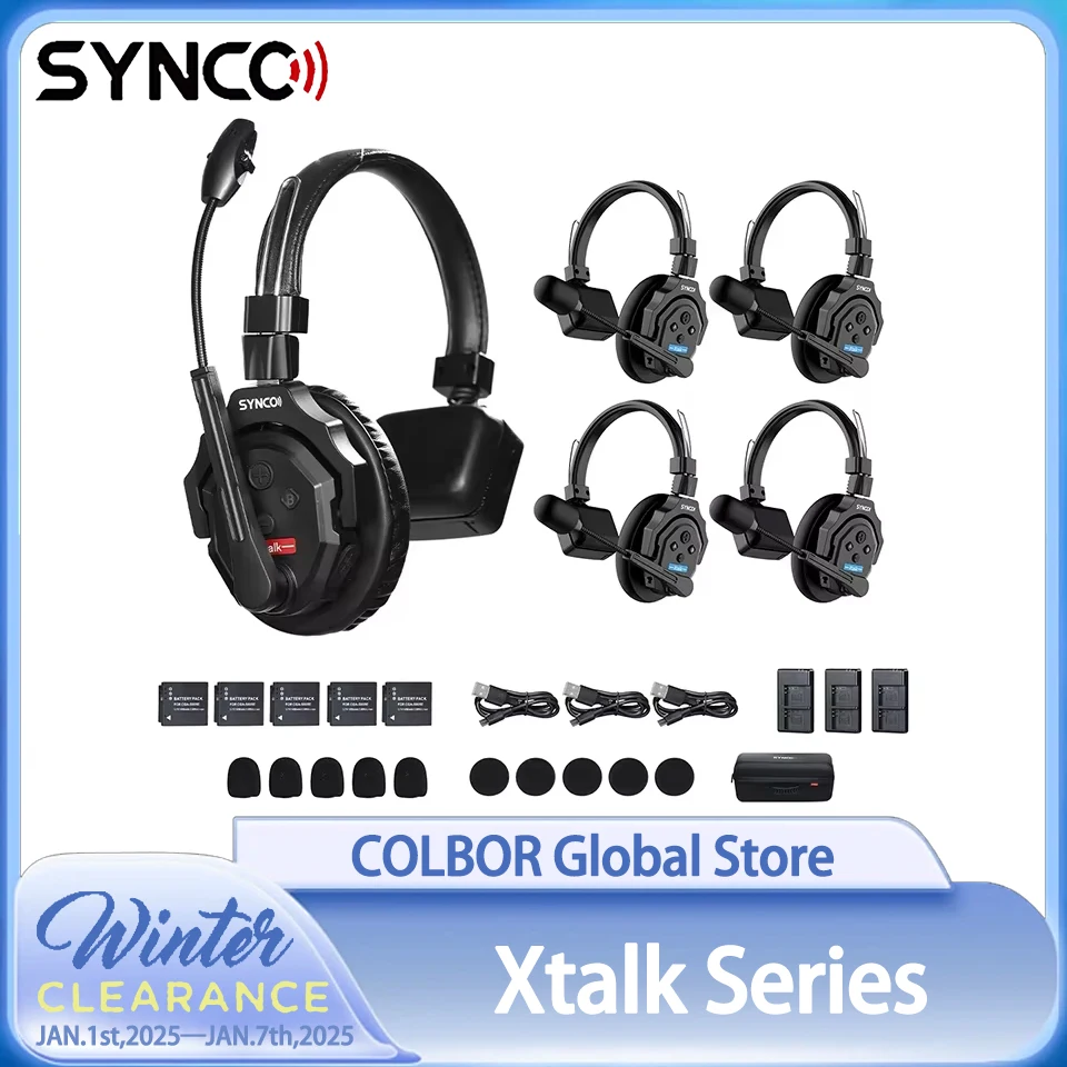 SYNCO Xtalk Series 2.4GHz Wireless Intercom System Communication Full-Duplex Headset for Film Television Shooting Studio