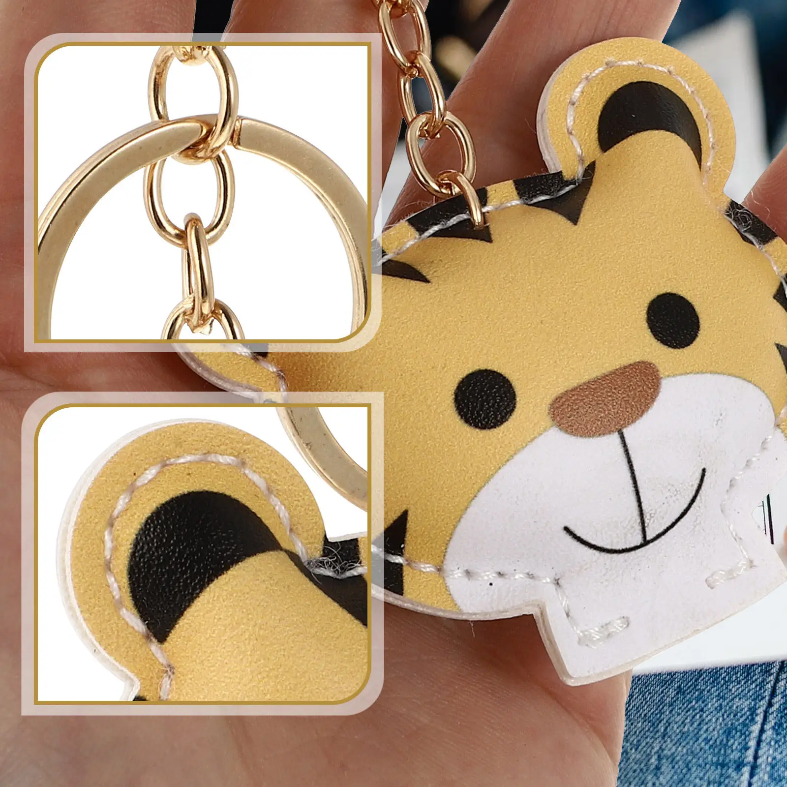 3Pcs Tiger Design Key Pendant Set Exquisite Wear Resistant Cartoon Key Chain for Bag Decoration Keyring Lovely Tiger Shaped