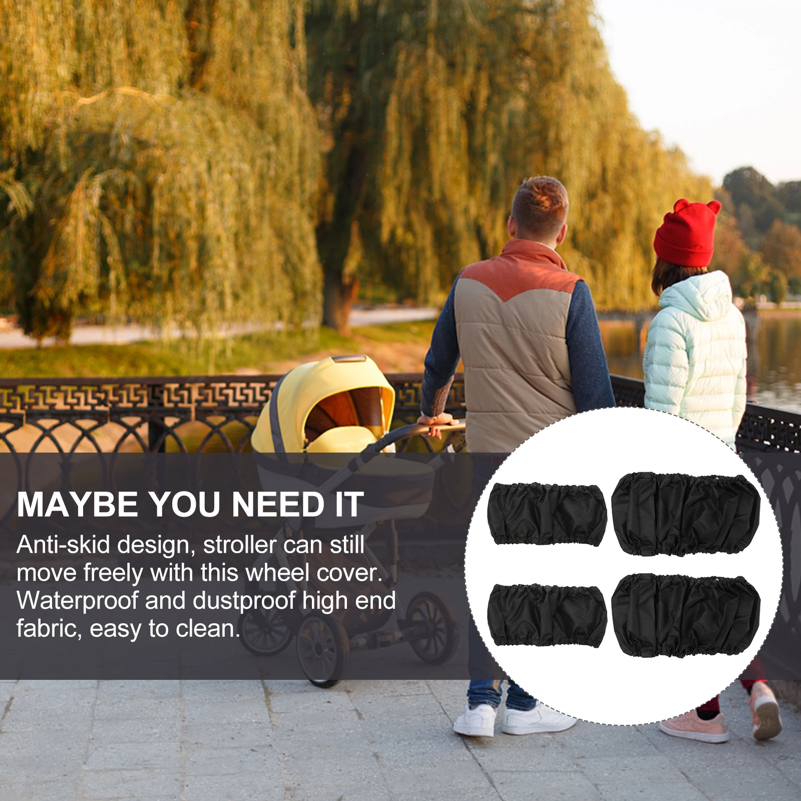 

8pcs Baby Stroller Wheel Cover Durable Oxford Cloth Protective Covers Anti-Slip Wear Resistant Water Proof Lightweight Compact