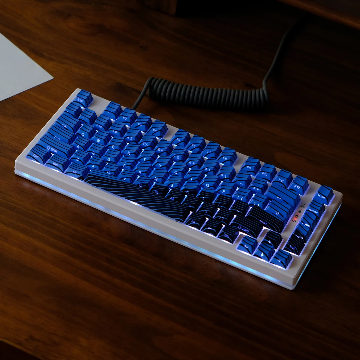 Blauw Zwart Golf Zijverlichte RGB-achtergrondverlichte Keycaps 130 toetsen Cherry Profile 5-zijdige Dye Sub PBT Keycap voor MX Switches Gaming-toetsenbord