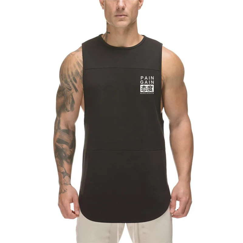 Mens Running Vests Quick-Dry Polyester Sleeveless Gym Tank Tops Breathable Bodybuilding Workout Pumping iron Training Sportswear
