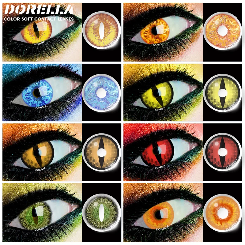 D'ORELLA, 1 par de lentes de contacto de Color para ojos, lentes de contacto de Anime para Cosplay, lentes locos, lentes de ojos de Halloween, lentes de colores anuales