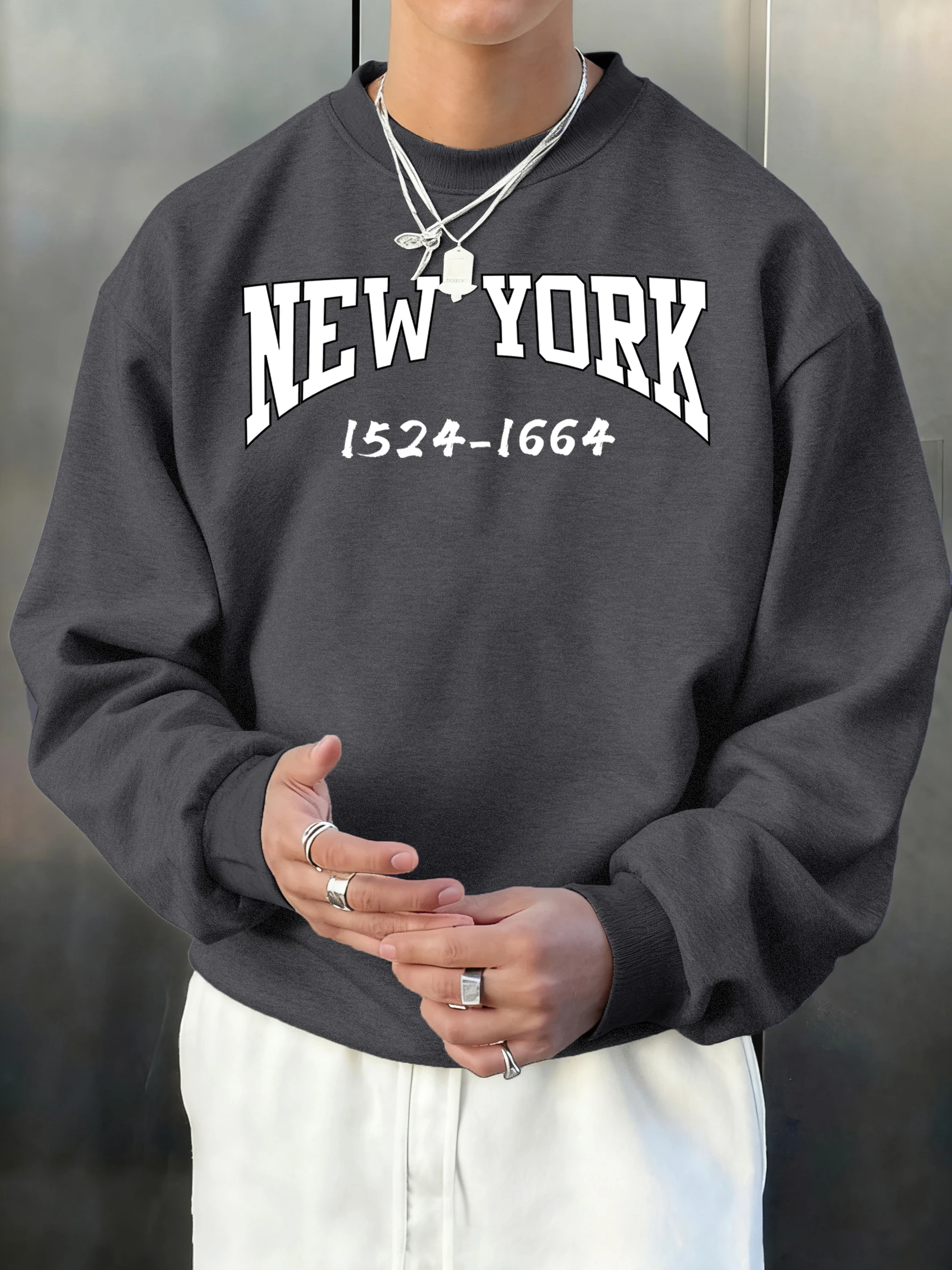 

Мужские мягкие свободные спортивные толстовки New York 1524-1664 с принтом, универсальные офисные свитшоты, базовые простые топы с длинными рукавами в стиле хип-хоп для бега
