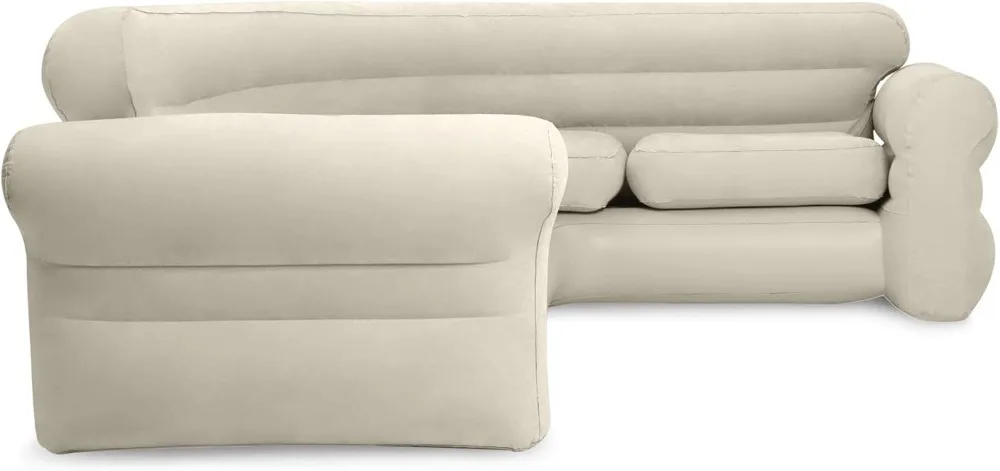 Надувной угловой диван-кровать: L-образный, грузоподъемность 880 фунтов, клапан 2-в-1, для внутреннего использования.