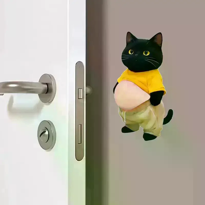 1Pair Cute 3D Animal Butt Stickers Cartoon Cat Anti Collision Sticker Soft Silicone Decal For Car Door Fridge Home Decoration