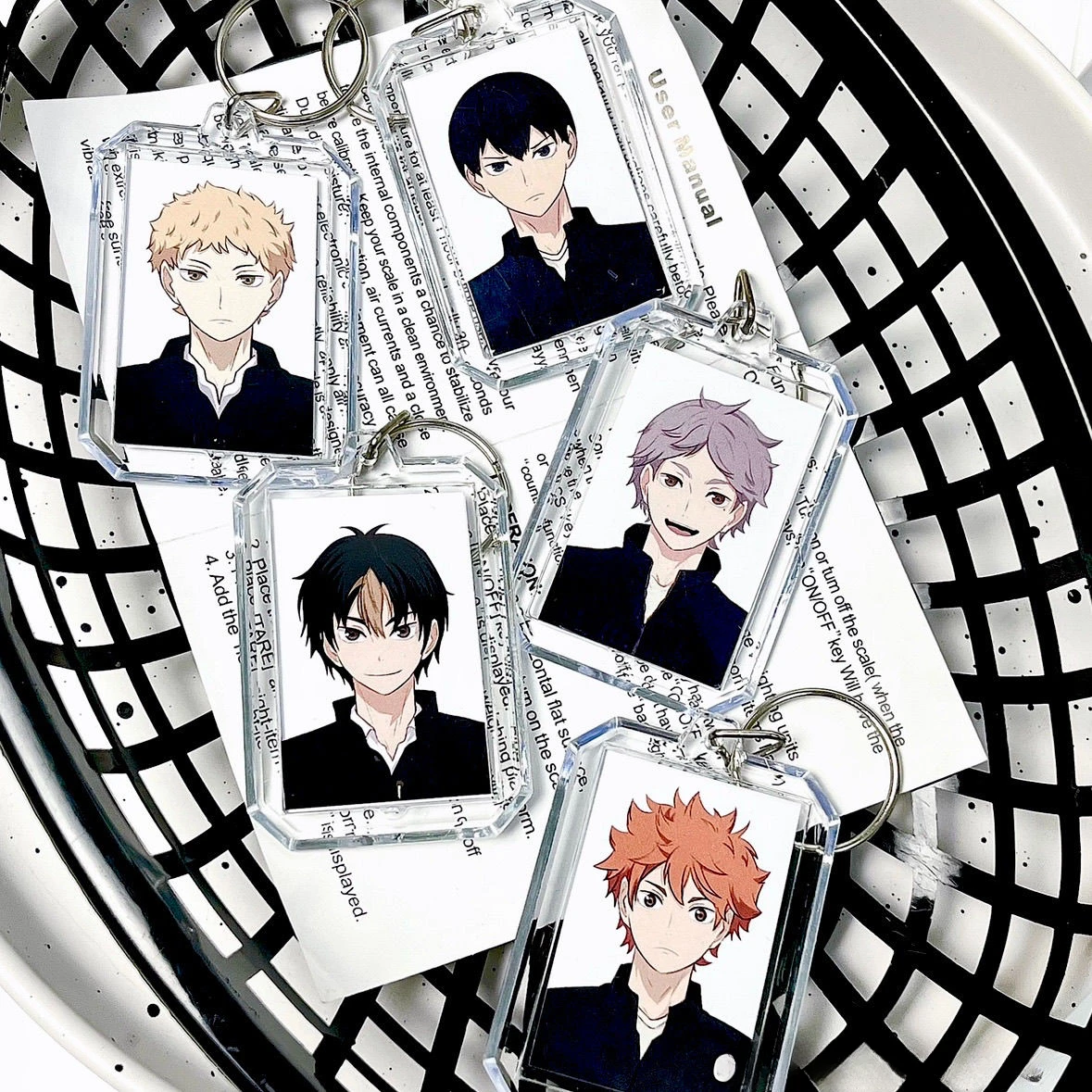 Haikyuu ID Photo Keychain Bag Decor Student Anime Cartoon Hinata Shoyo Couple Pendant Tsukishima Hotaru Kageyama Tobio Girl Gift