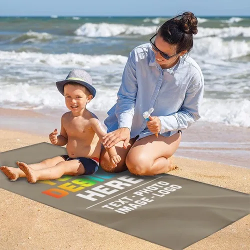 Sublimation Printed  Quick  Microfiber Waffle Recycled  Sand Free  Beach Towel With