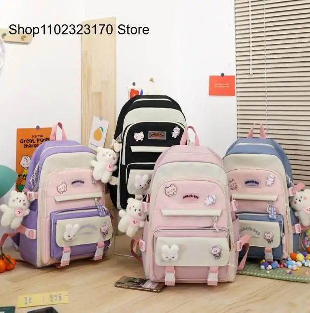 Cute Backpack Five Piece Set Backpack Sweet Make-Up Class Campus Backpack for Women