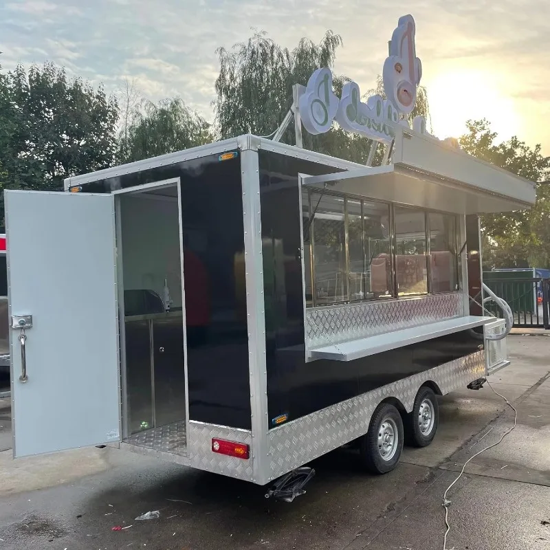 Mobile Food Truck Trailer with Custom Kitchen Layout Coffee Trailer Hot Dog Cart for Outdoor Events
