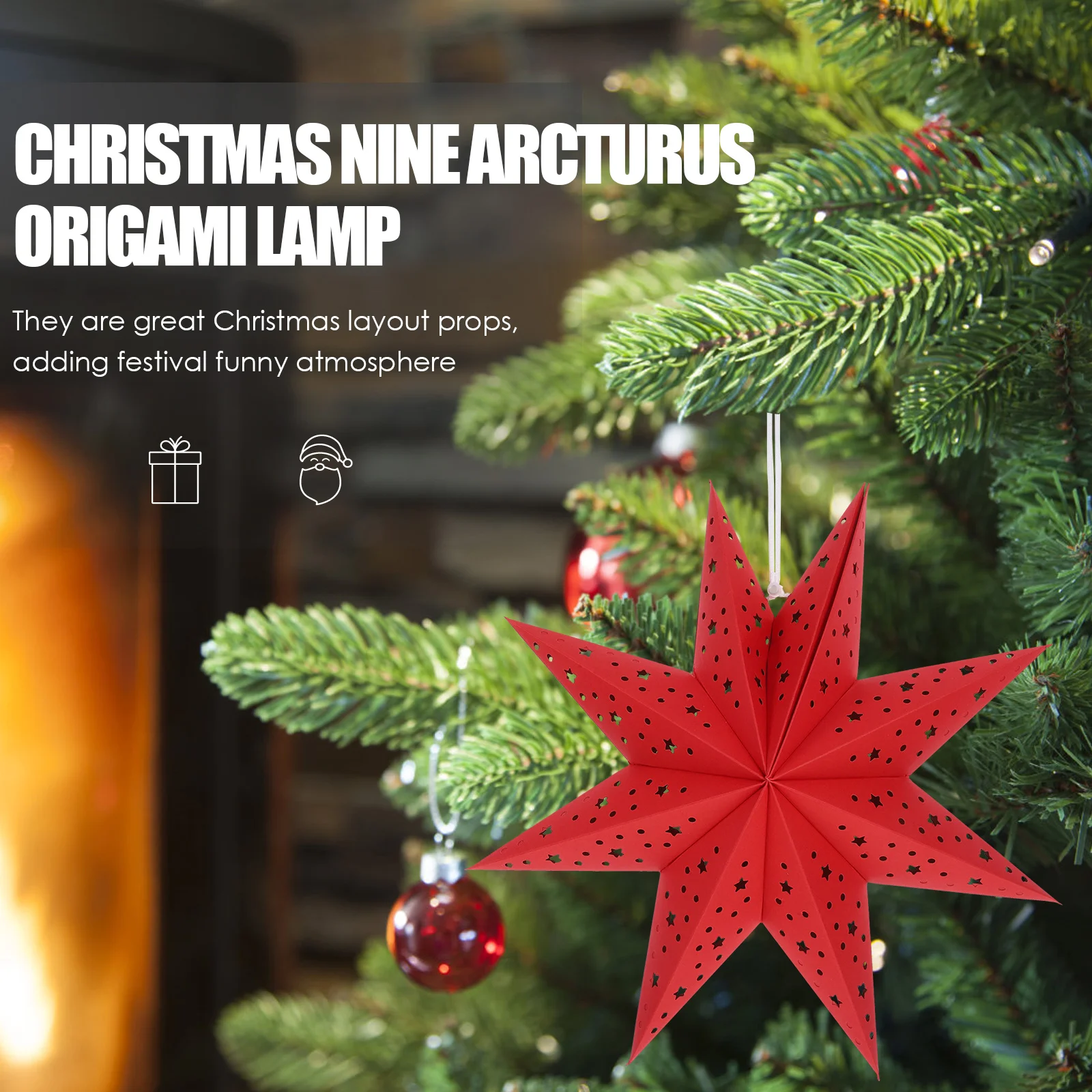 3 szt. 35cm Papierowe Abażury w Kształcie Dziewięciogwiazdkowej Lampki Dekoracyjne Abażury Wiszące Dekoracje Świąteczne Lampki Festiwalowe