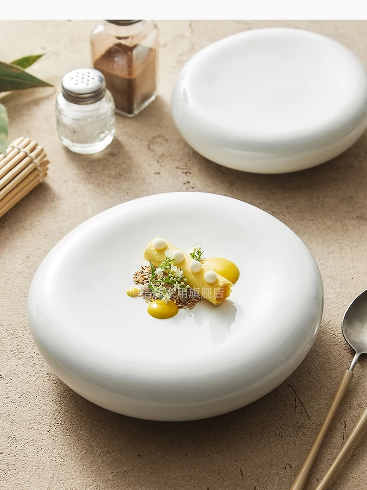 Double-layer Insulation Ceramic Plate Dessert Appetizer Plate Ceramic Dishes  Molecular Cuisine Restaurant Specific Tableware