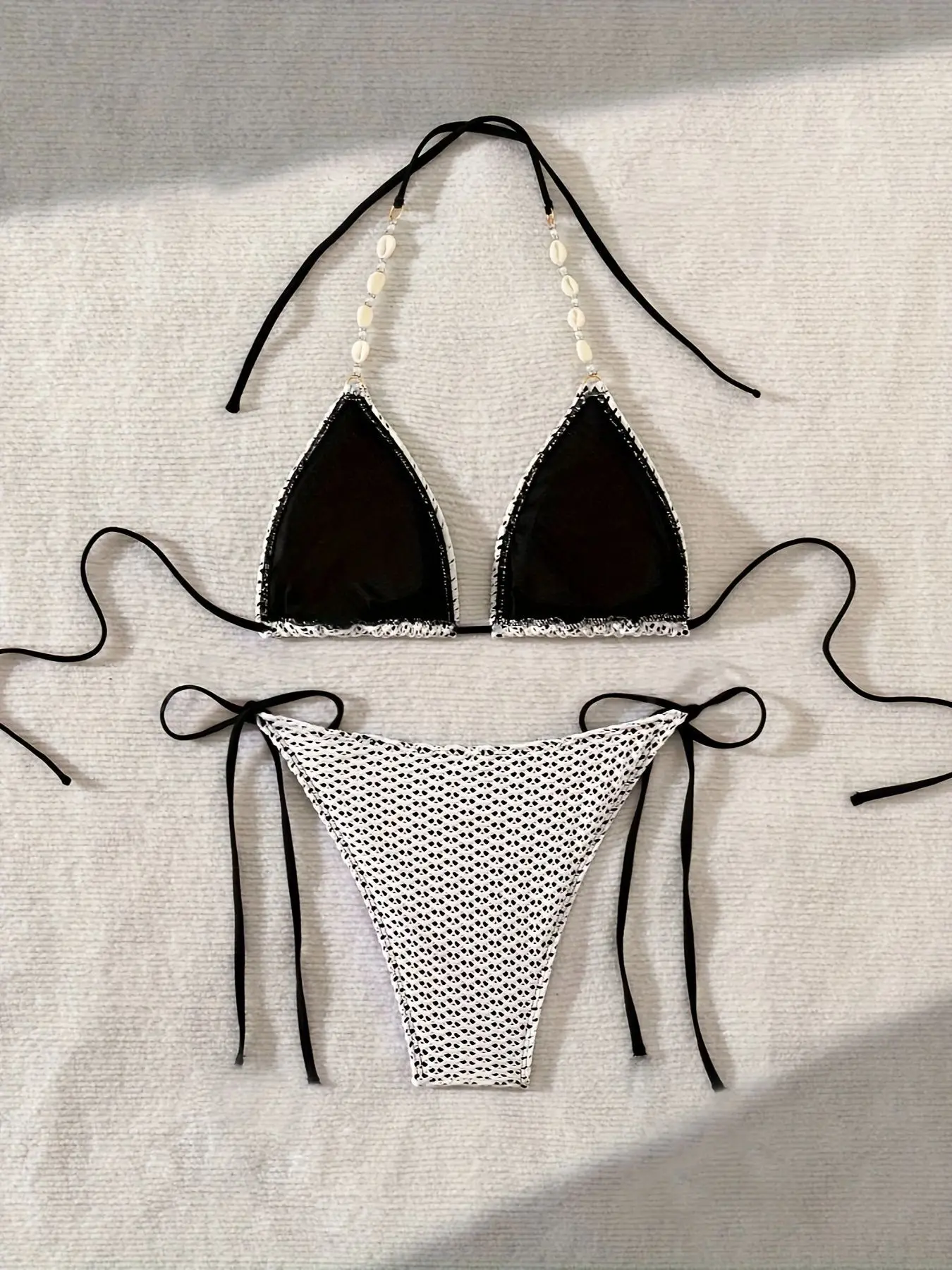 Sexy Shell Neckholder Krawatte Bikinis Sets zwei Stücke Tanga zurück Krawatte Badeanzüge Bademode conjunto de bikini tankini beachwear biquini