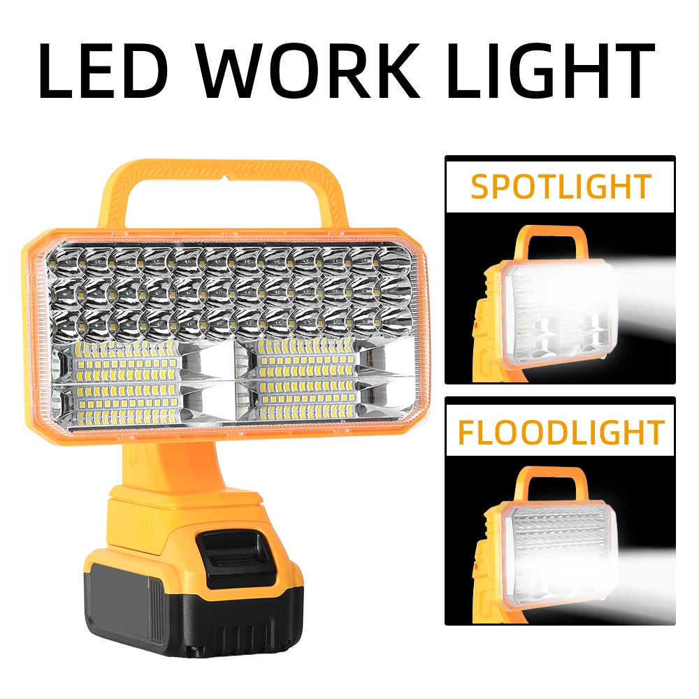 1 قطعة LED ضوء العمل لبطارية ديوالت مشرق يده مصباح يدوي في الهواء الطلق موقع العمل التخييم ضوء الأضواء (لا بطارية)