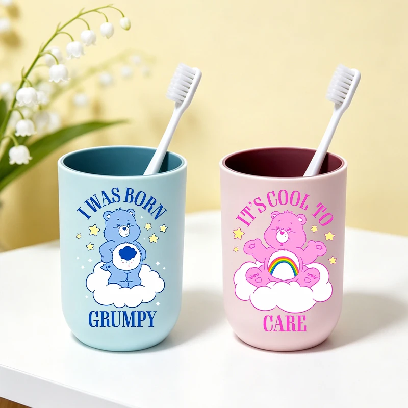 Kawaii Care Bears Zahnbürstenbecher, Neuer Paar-Zahnputzbecher für Zuhause, Mädchen- und Jungen-Wasserbecher, Modische Badezimmer-Accessoires, Geschenk für Beste Freunde