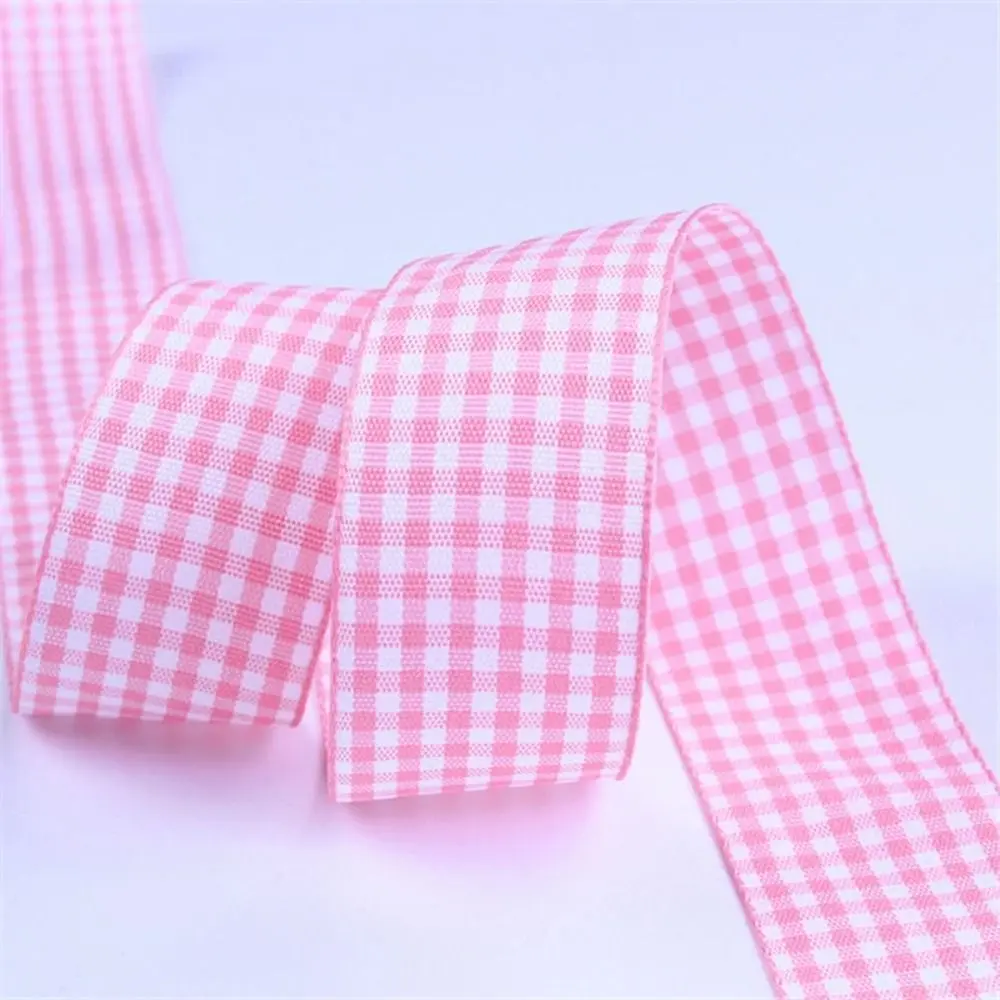 New 10mm Lattice Plaid Ribbons 50 yards Gift Wrapping Bow Ribbon Gift Wrapping Handmade Polyester Ribbon DIY Sewing Crafts